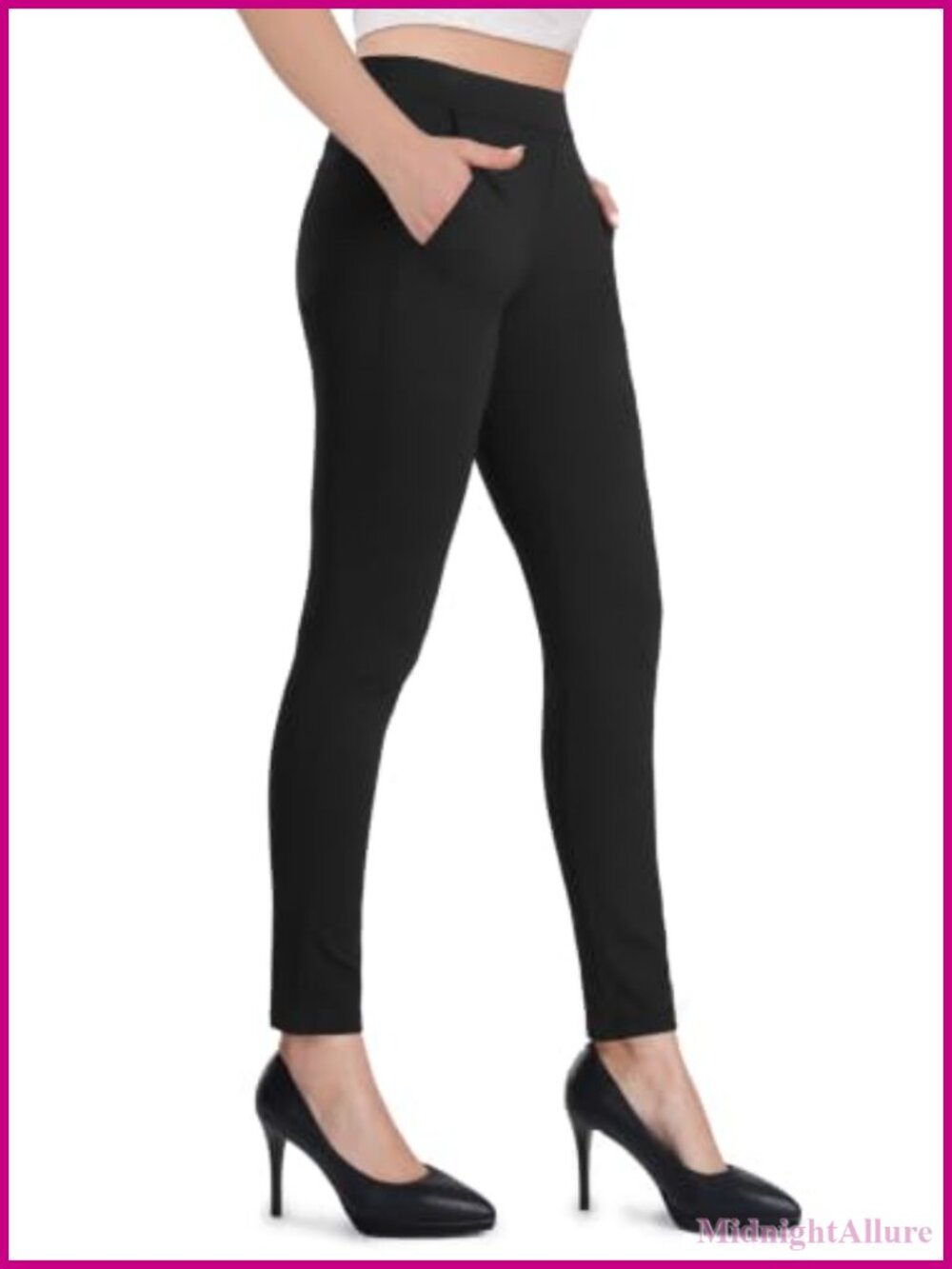Women's Skinny Dress Pants Stretchy High Waist Pull-On Office Slacks
